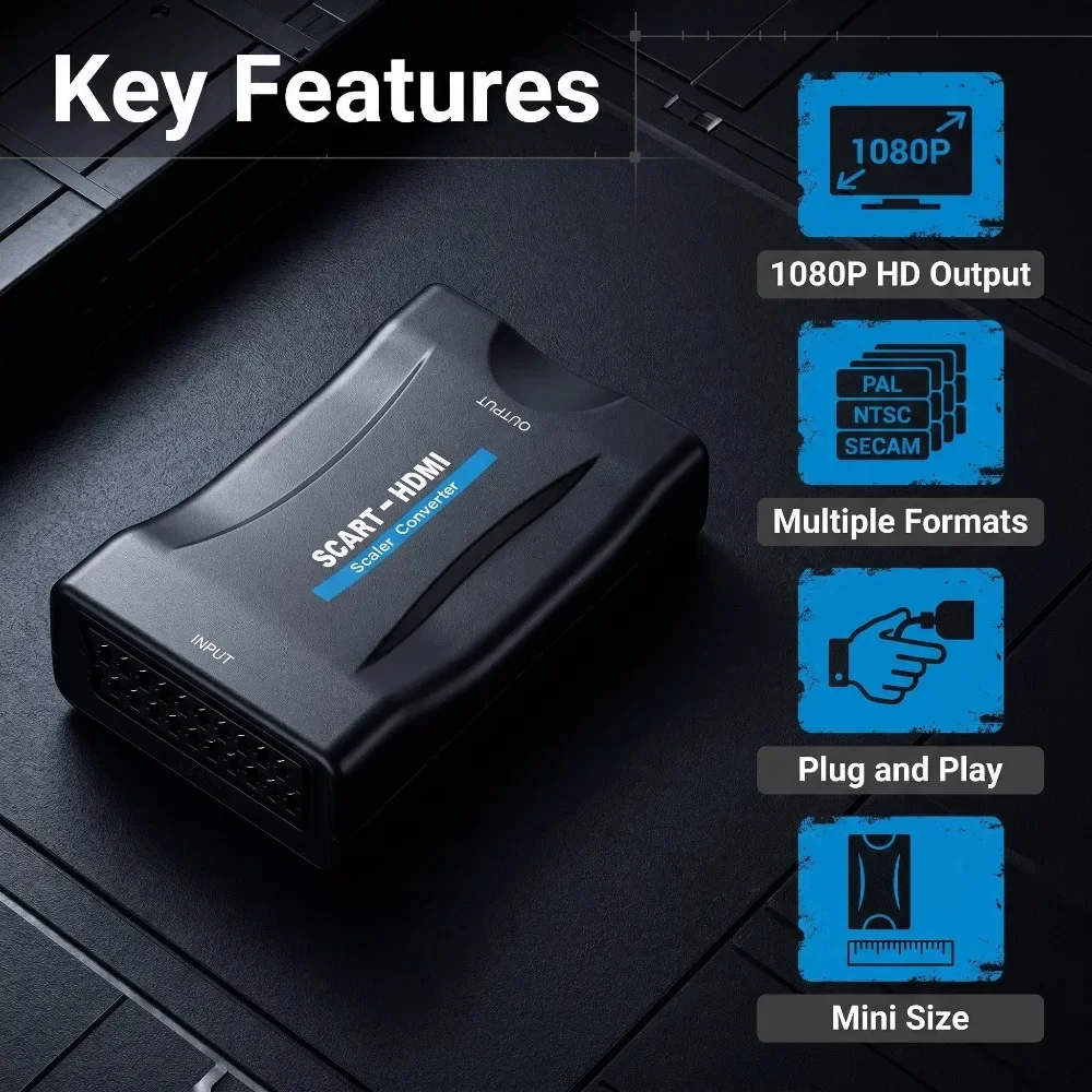 Scart To Hdmi - محول مع كابل USB لجهاز استقبال
