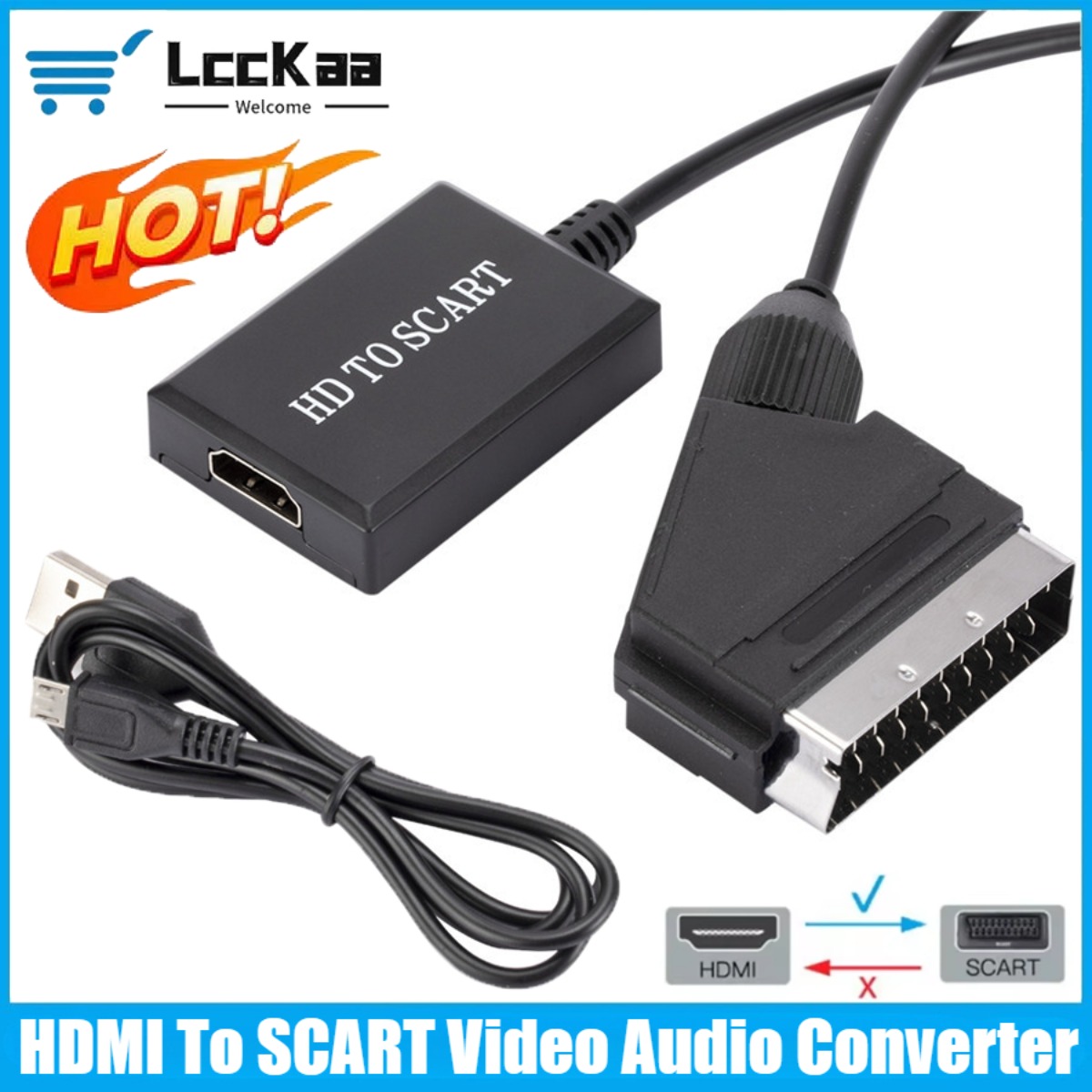 LccKaa 1080P HDMI إلى SCART مح - مراجعة Scart To Hdmi وسعره